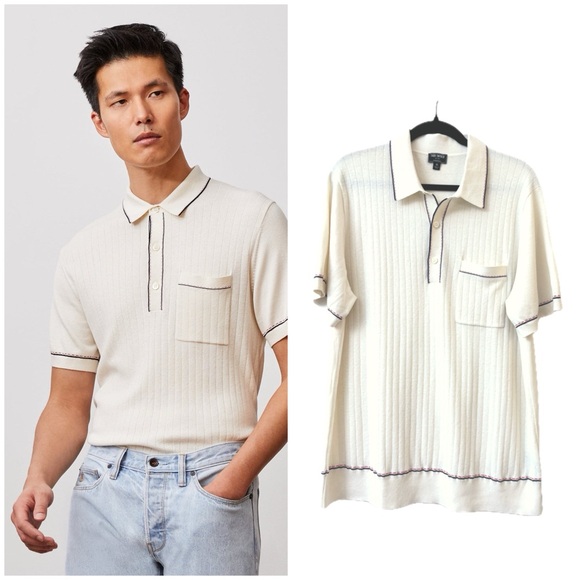 Todd Snyder Other - Todd Snyder Riviera Sweater Polo ivory XL white Italian cotton silk